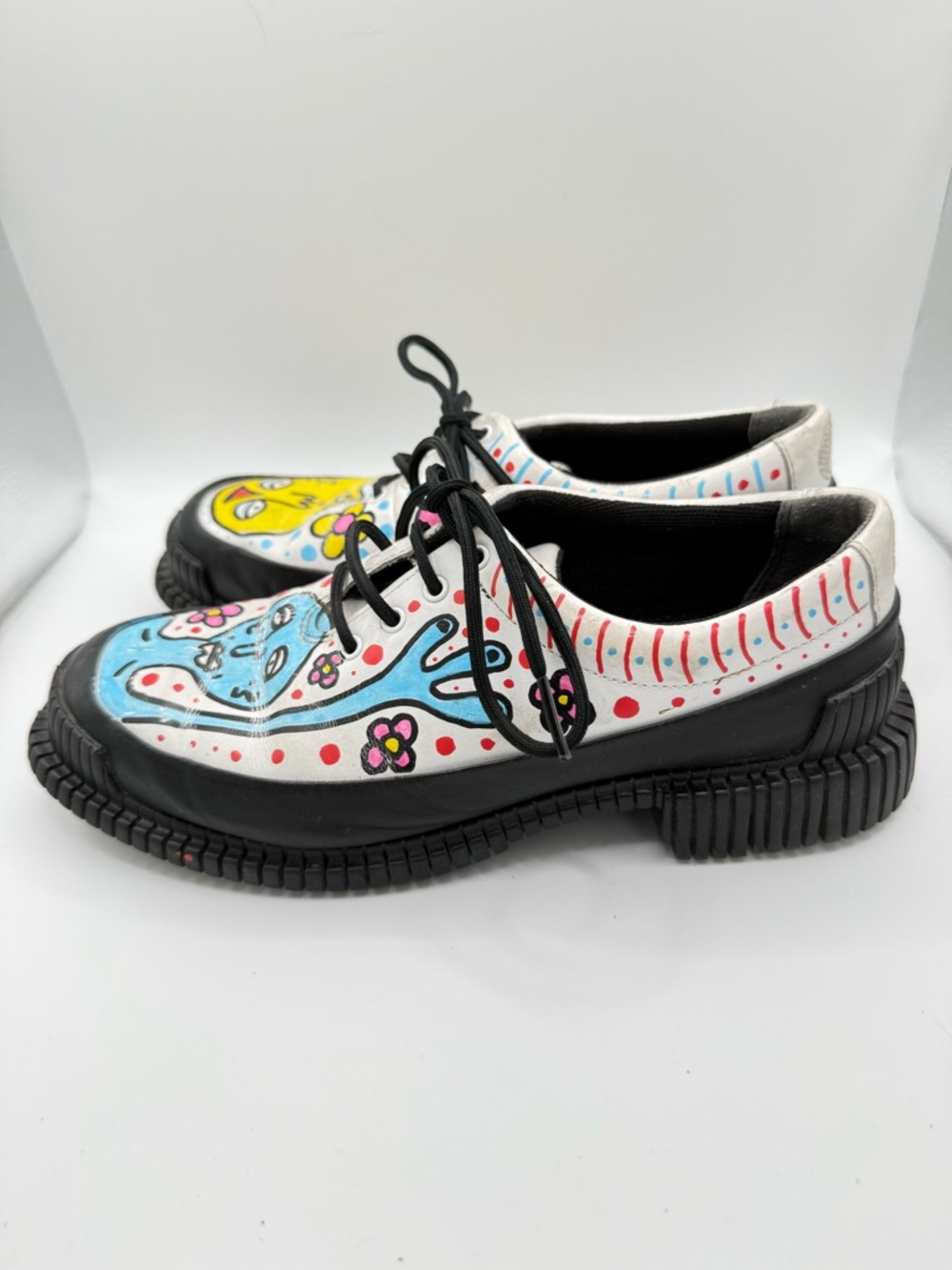Camper Pix Formal Custom Graffiti Shoes Size EU 37/ US Women’s 7 Painted Aliens - Picture 6 of 11
